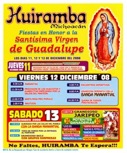 Cartel de actividades de fiesta guadalupana 2008.